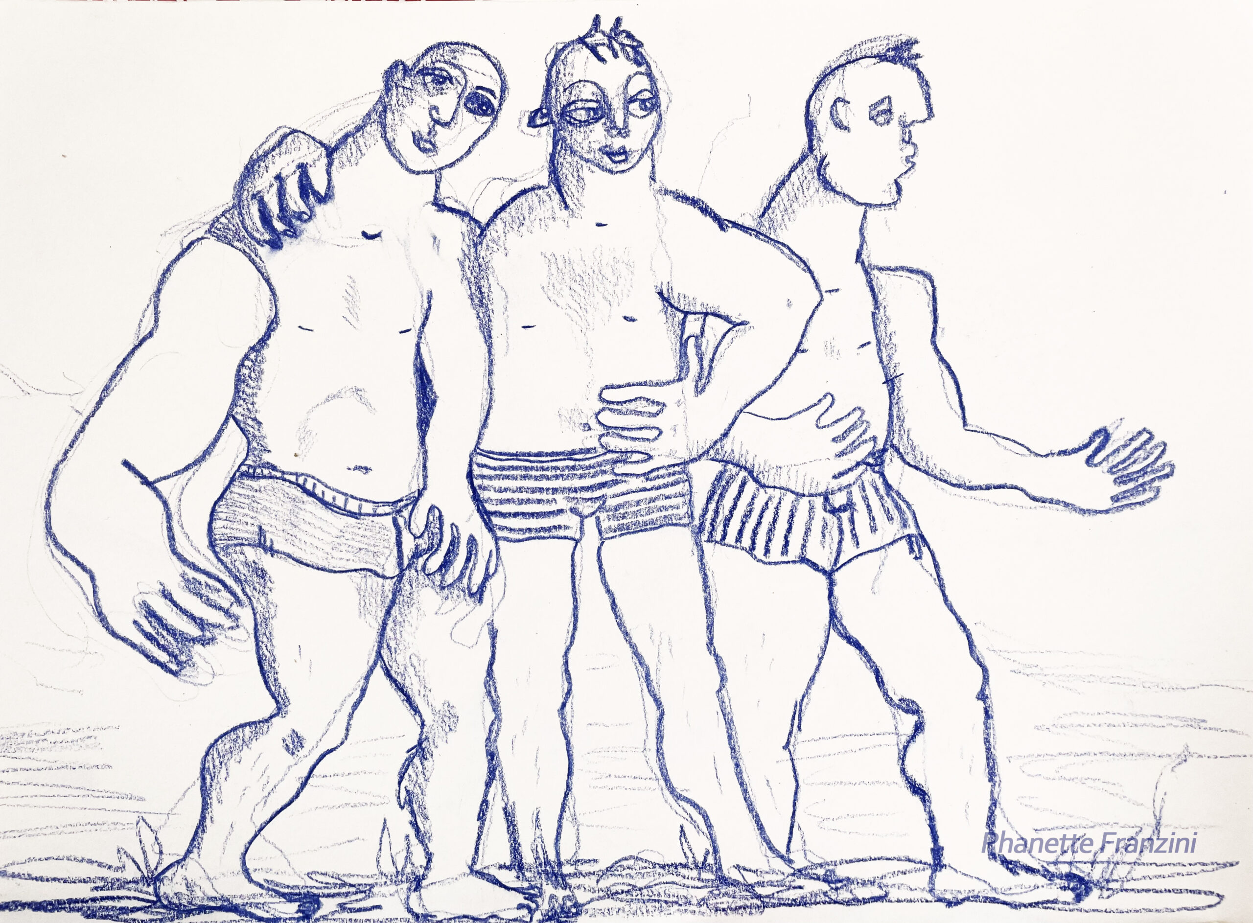 dessin , Les Baigneurs, Phanette Franzini 2026